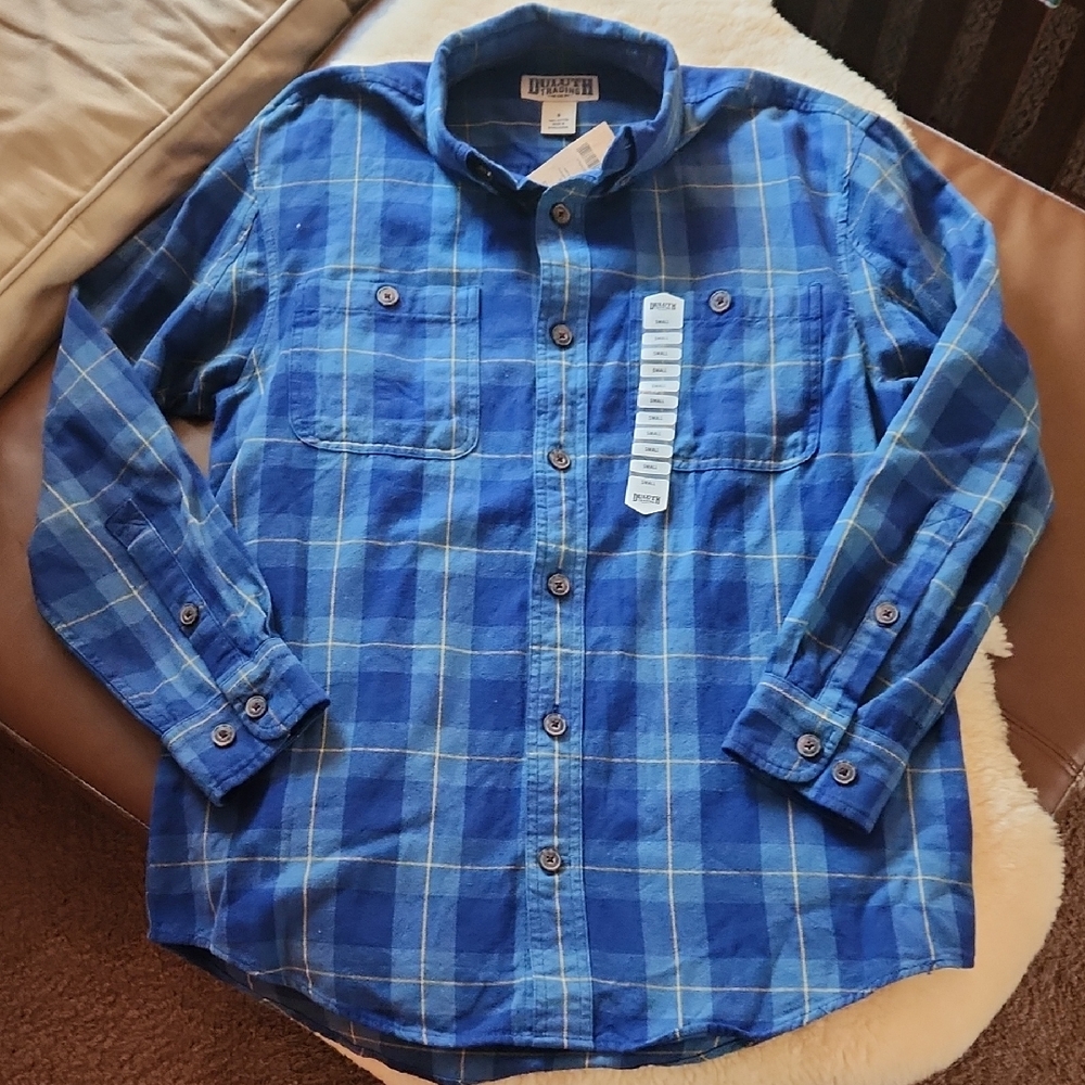 Duluth Trading Co NWT Blue Men's Free Swingin' Flannel Shirt